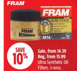 Canadian Tire FRAM Ultra Synthetic Oil Filters offer
