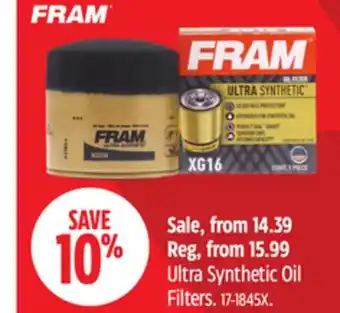 Canadian Tire FRAM Ultra Synthetic Oil Filters offer