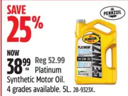 Canadian Tire Pennzoil Platinum Synthetic Motor Oil offer