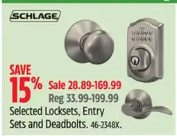 Canadian Tire Schlage Selected Locksets, Entry Sets and Deadbolts offer