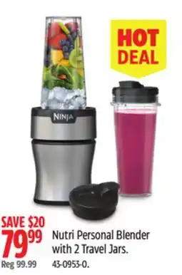 Canadian Tire Ninja Nutri Personal Blender with 2 Travel Jars offer