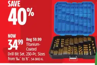 Canadian Tire Mastercraft Titanium- Coated Drill Bit Set, 230-Pc offer