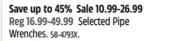 Canadian Tire Selected Pipe Wrenches offer