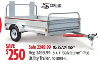Canadian Tire Stirling 5 x 7´ Galvalume Plus Utility Trailer offer