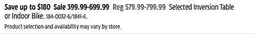 Canadian Tire Selected Inversion Table or Indoor Bike offer