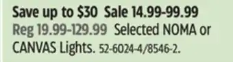 Canadian Tire Selected NOMA or CANVAS Lights offer