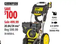 Canadian Tire Champion 3000-psi-2-5-gpm-196cc-Engine Cold Water Wheeled Gas Pressure Washer offer