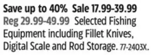 Canadian Tire Selected Fishing Equipment including Fillet Knives offer