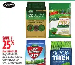 Canadian Tire Scotts Grass Seed or Fertilizer offer