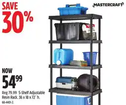 Canadian Tire mastercraft 5-Shelf Adjustable Resin Rack offer