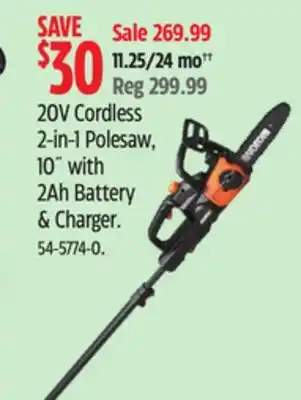 Canadian Tire 20V Cordless 2-in 1 Polesaw offer