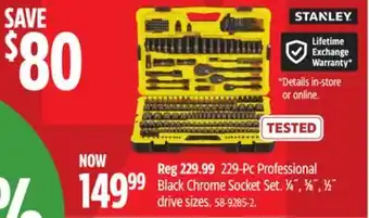 Canadian Tire Stanley 229-Pc Professional Black Chrome Socket Set offer