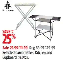 Canadian Tire Woods Selected Camp Tables, Kitchen and Cupboard offer