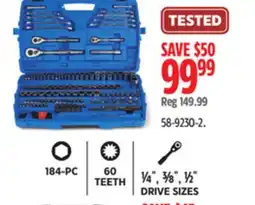 Canadian Tire Mastercraft 184-PC 60 TEETH ¼ , ⅜ , ½ DRIVE SIZES offer