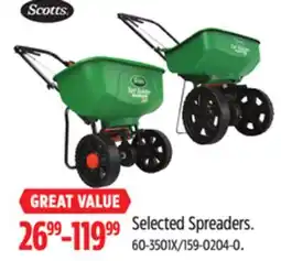 Canadian Tire Scotts Selected Spreaders offer