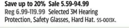 Canadian Tire Selected 3M Hearing Protection, Safety Glasses, Hard Hat offer