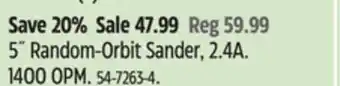 Canadian Tire black + Decker 5˝ Random-Orbit Sander, 2.4A offer