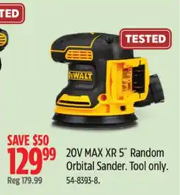 Canadian Tire Dewalt 20V MAX XR 5˝ Random Orbital Sander offer