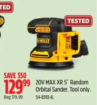 Canadian Tire Dewalt 20V MAX XR 5˝ Random Orbital Sander offer