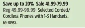 Canadian Tire Vtech Selected Corded/ Cordless Phones with 1-3 Handsets offer