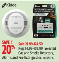 Canadian Tire Kidde Selected Gas and Smoke Detectors offer