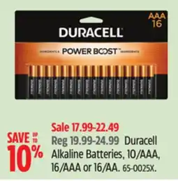 Canadian Tire Duracell Alkaline Batteries offer