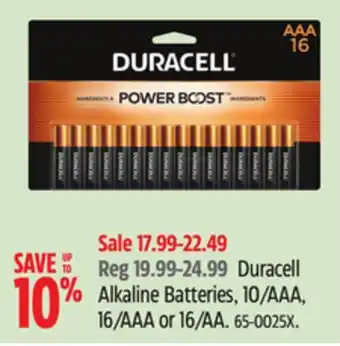 Canadian Tire Duracell Alkaline Batteries offer
