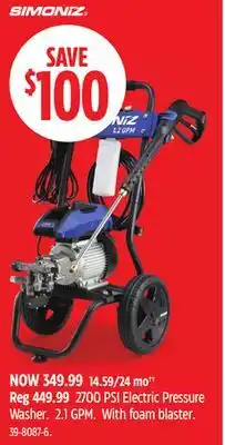 Canadian Tire 2700 PSI Electric Pressure Washer offer