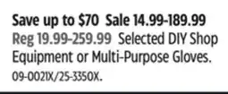 Canadian Tire Motomaster Selected DIY Shop Equipment or Multi-Purpose Gloves offer