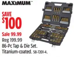 Canadian Tire MAXIMUM 86-Pc Tap & Die Set offer