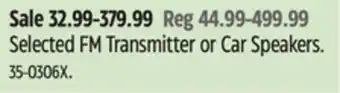 Canadian Tire Selected FM Transmitter or Car Speakers offer
