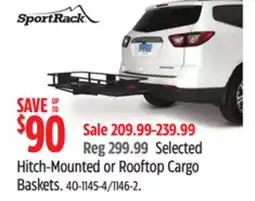 Canadian Tire Sportrack Selected Hitch-Mounted or Rooftop Cargo Baskets offer