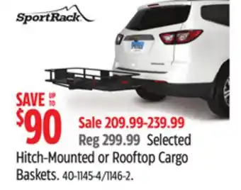 Canadian Tire Sportrack Selected Hitch-Mounted or Rooftop Cargo Baskets offer