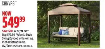Canadian Tire Canvas Valencia Patio Swing Daybed with Netting. Rust-resistant frame offer