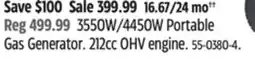 Canadian Tire Certified 3550W/4450W Portable Gas Generator offer