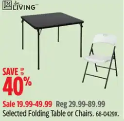 Canadian Tire For-Living Selected Folding Table or Chairs offer