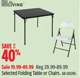 Canadian Tire For-Living Selected Folding Table or Chairs offer