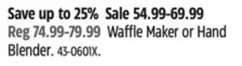 Canadian Tire Waffle Maker or Hand Blender offer