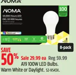 Canadian Tire Noma A19 100W LED Bulbs offer