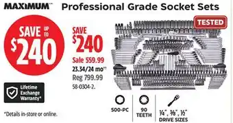 Canadian Tire MAXIMUM Professional Grade Socket Sets offer