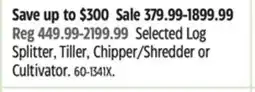 Canadian Tire Splitter, Tiller, Chipper/Shredder or Cultivator offer
