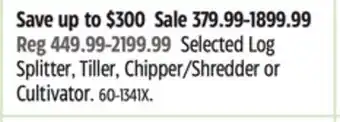 Canadian Tire Splitter, Tiller, Chipper/Shredder or Cultivator offer
