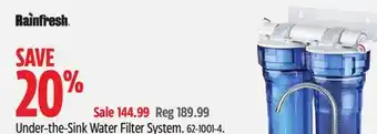 Canadian Tire Rainfresh Under-the-Sink Water Filter System offer