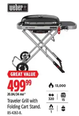 Canadian Tire Weber Traveler Grill with Folding Cart Stand offer