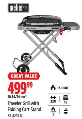 Canadian Tire Weber Traveler Grill with Folding Cart Stand offer