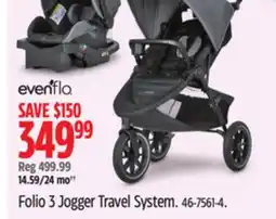 Canadian Tire Evenflo Folio 3 Jogger Travel System offer