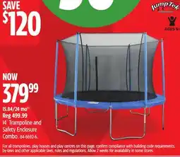 Canadian Tire JumpTek 14´Trampoline and Safety Enclosure Combo offer