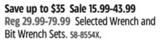 Canadian Tire Mastercraft Selected Wrench and Bit Wrench Sets offer