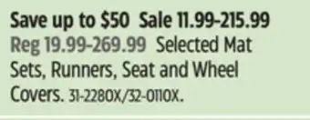 Canadian Tire Michelin Selected Mat Sets, Runners, Seat and Wheel Covers offer