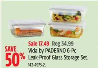 Canadian Tire Vida by PADERNO 6-Pc Leak-Proof Glass Storage Set offer